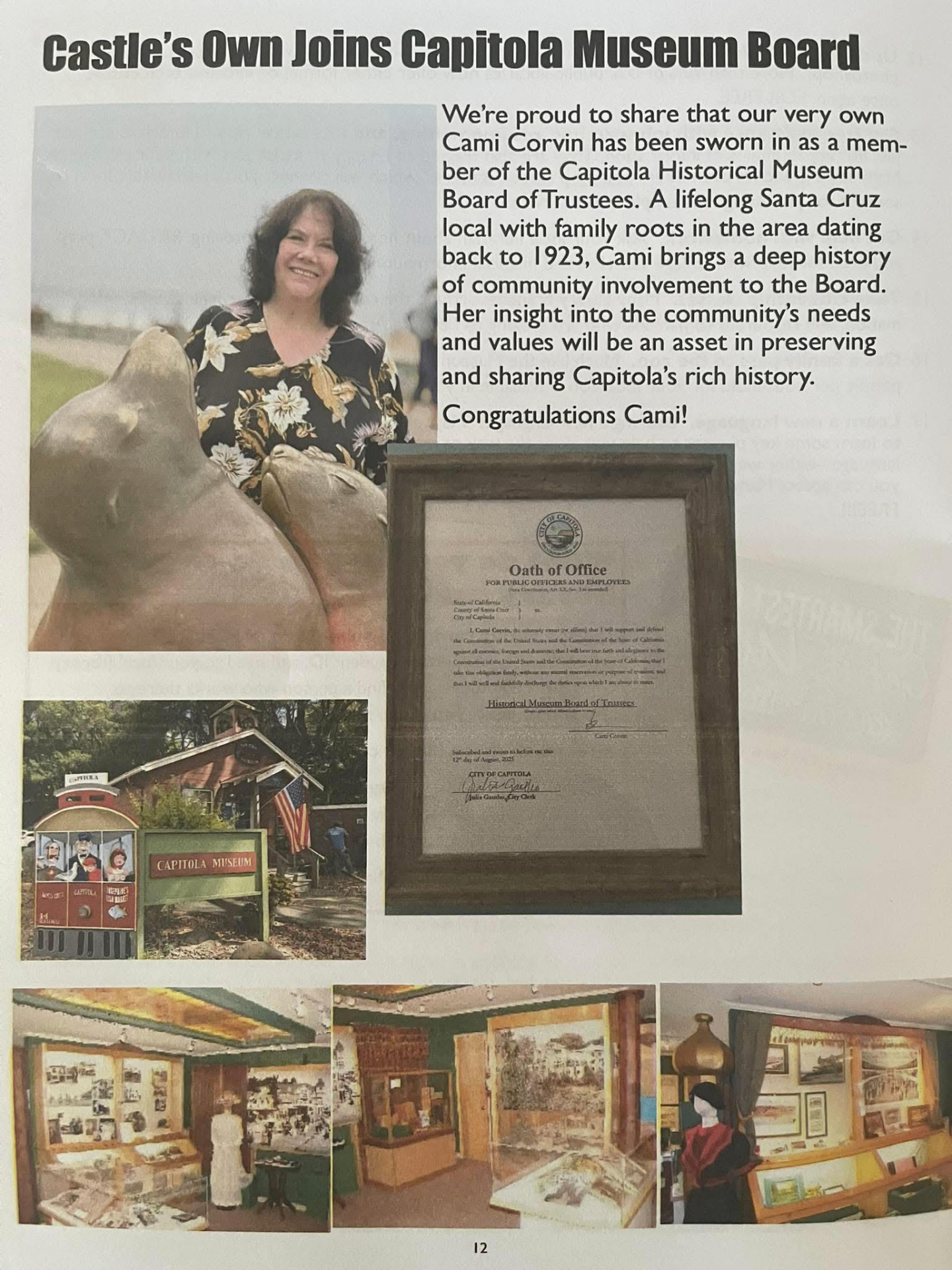 Cami Corvin featured in a Castle's Own article about joining the Capitola Historical Museum Board of Trustees